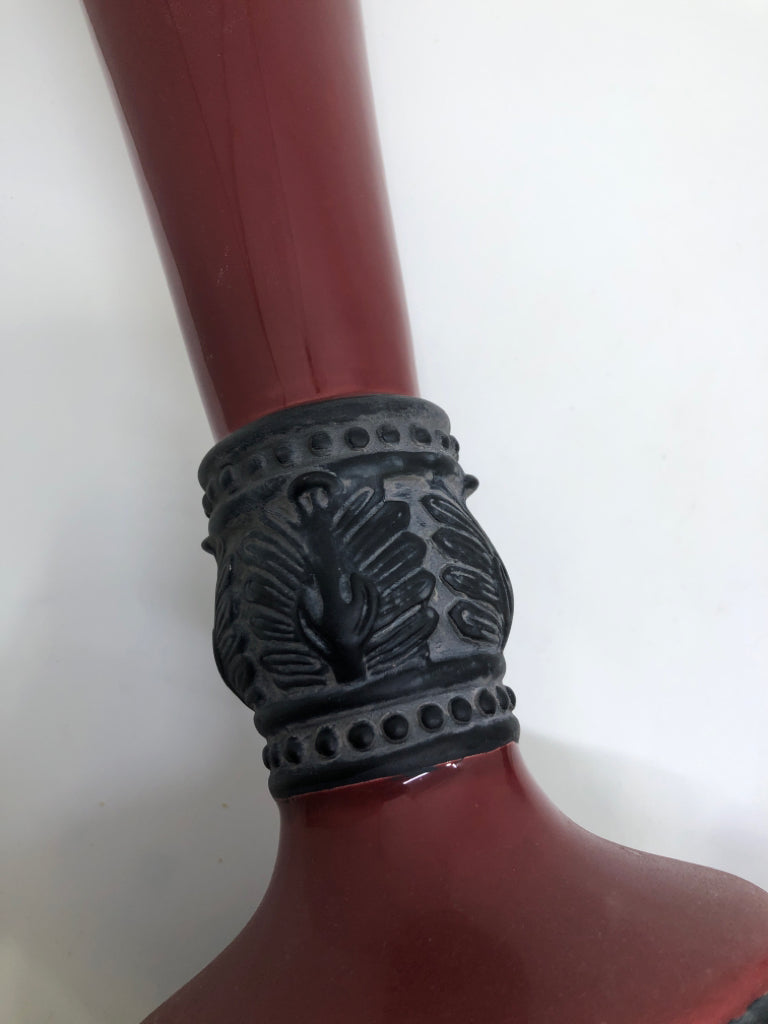 2PC FITZ & FLOYD RED CANDLE HOLDER.