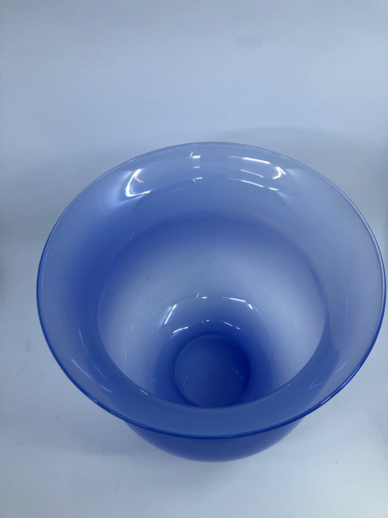 LARGE LIGHT BLUE GLASS VASE.