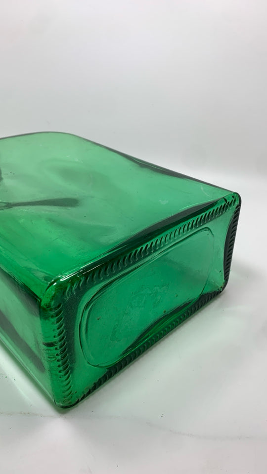 LARGE GREEN RECYCLED GLASS BOTTLE VASE.