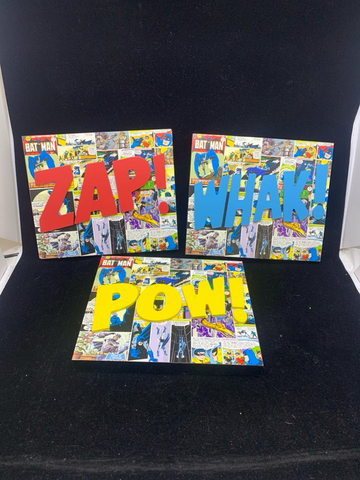 3PC BATMAN COMIC WALL HANGING.