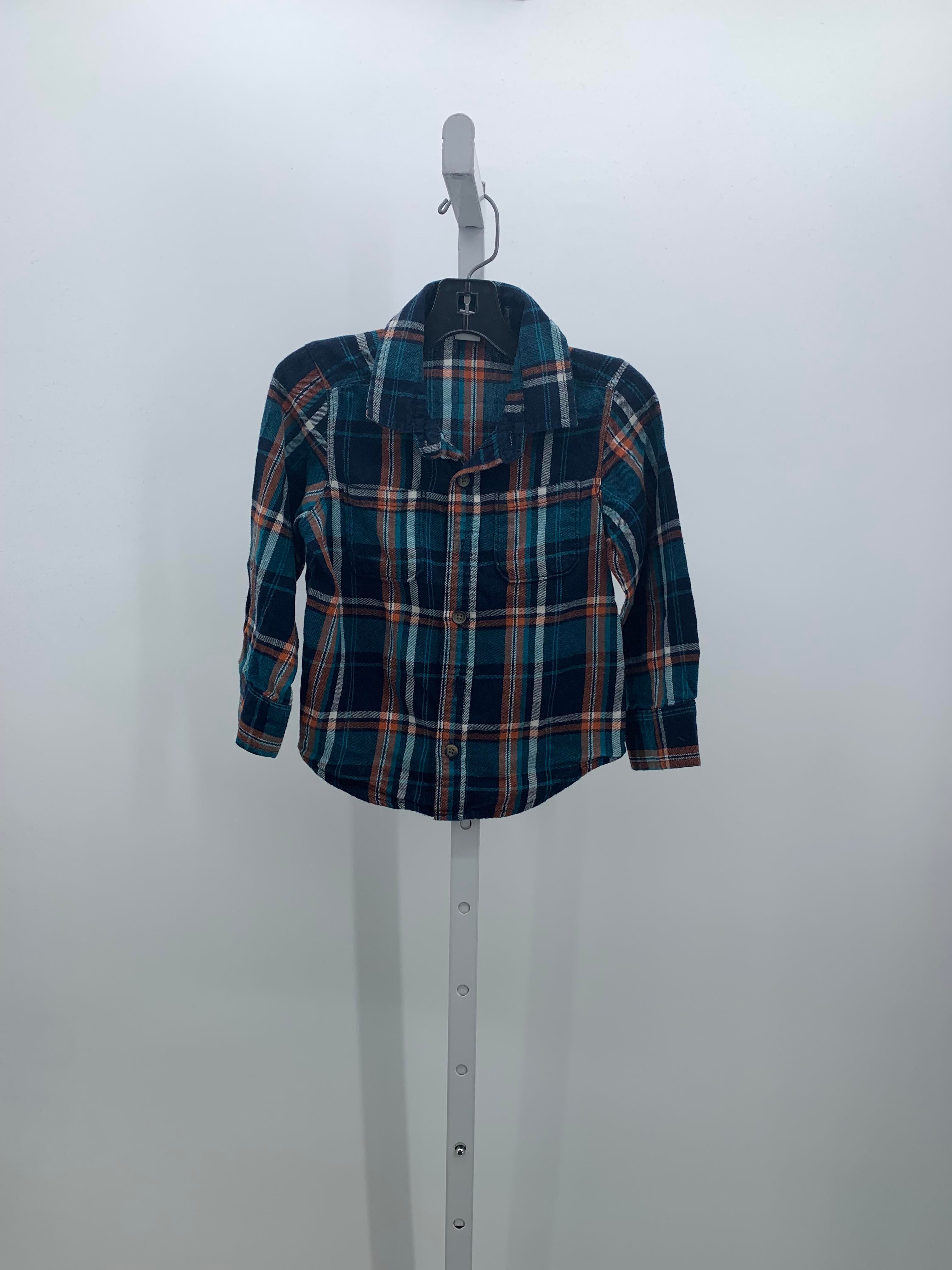 NAVY/ ORANGE PLAID BUTTON DOWN