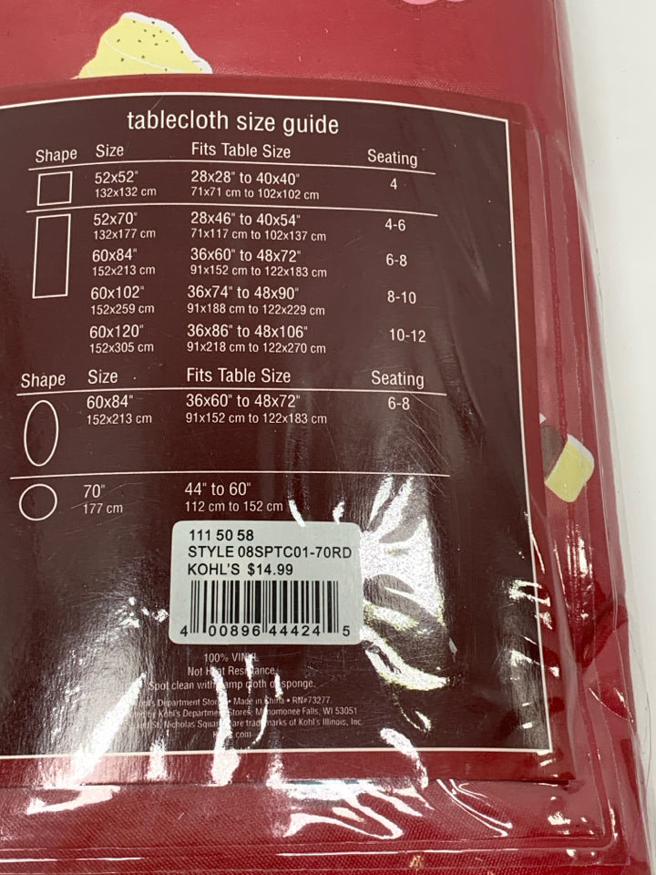 NIP GINGERBREAD TOSS VINYL TABLECLOTH.