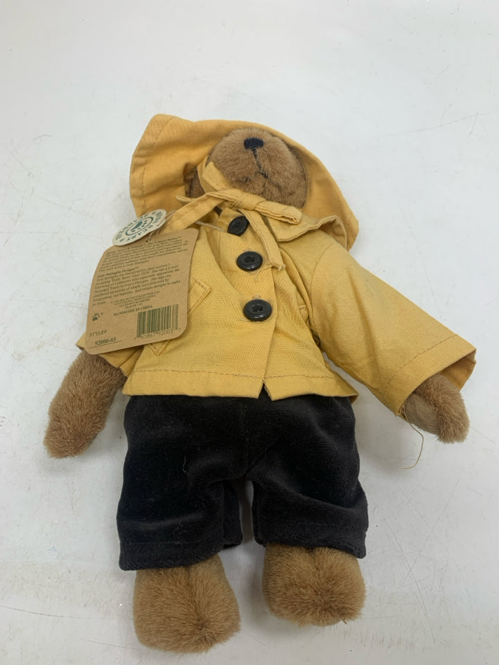BROWN BOYDS BEAR IN YELLOW COAT/HAT.