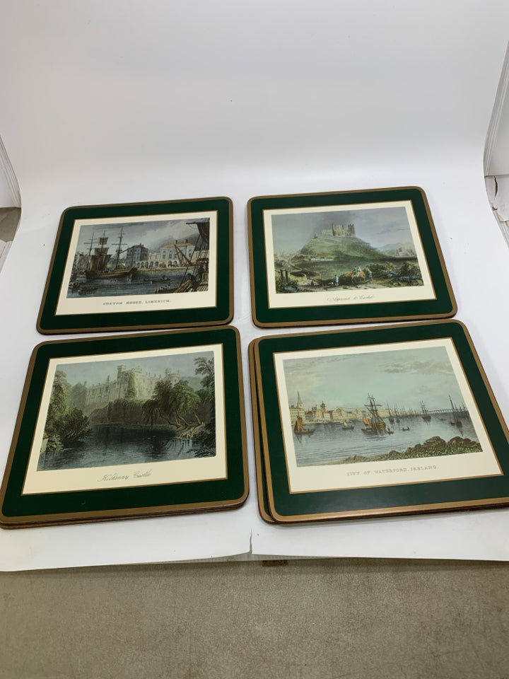 6 VTG TRIVET PLACEMATS ASSORTED LANDSCAPES OF IRELAND IN BOX.