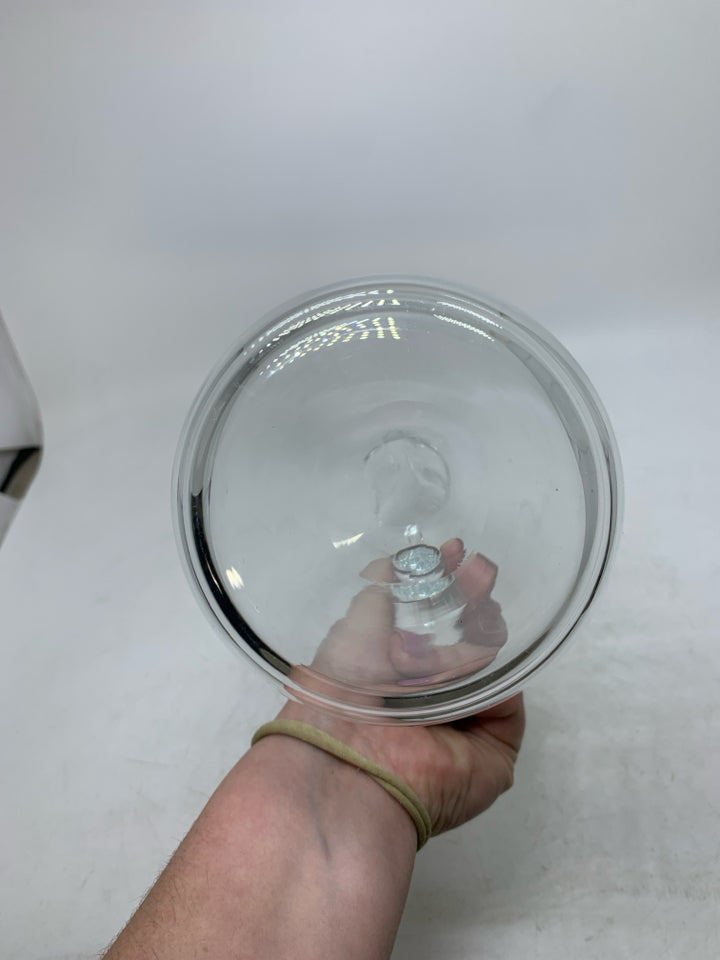 BLOWN CLEAR GLASS PITCHER W/ ICELIP.