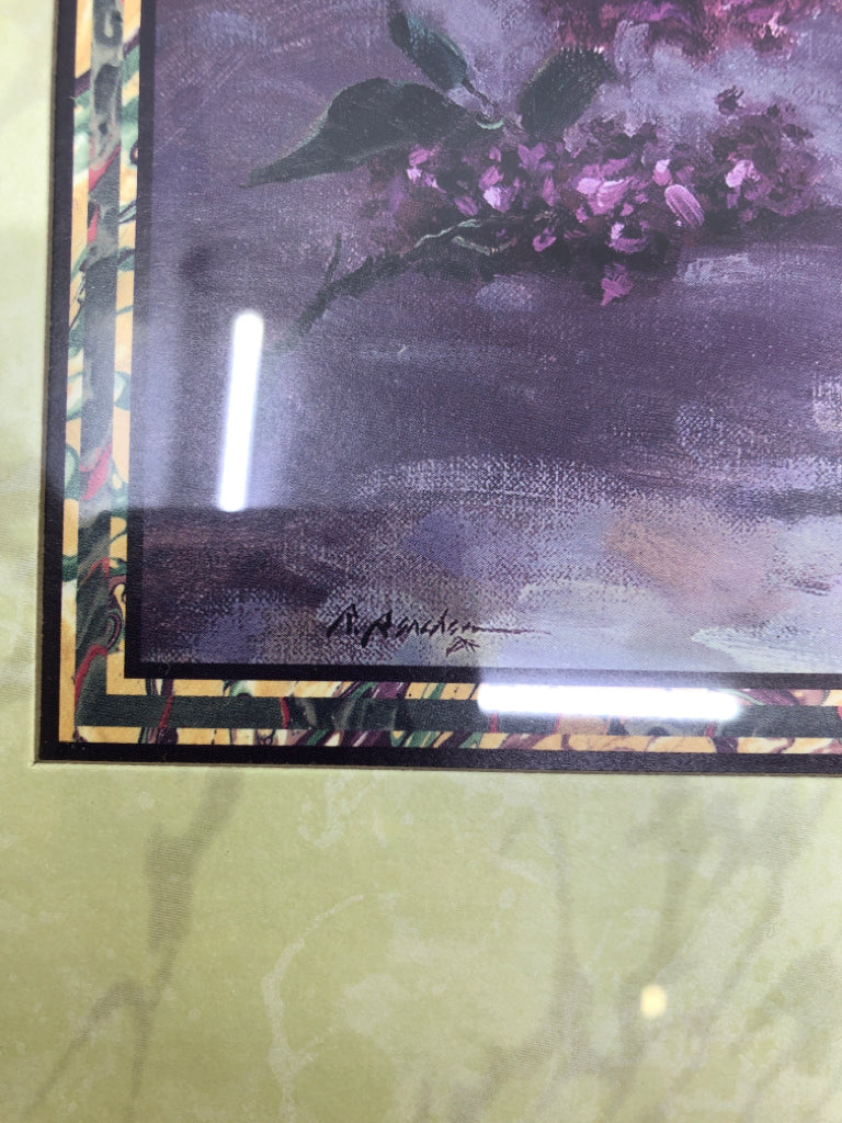 FRAMED LILACS IN VASE FRAMED PRINT.