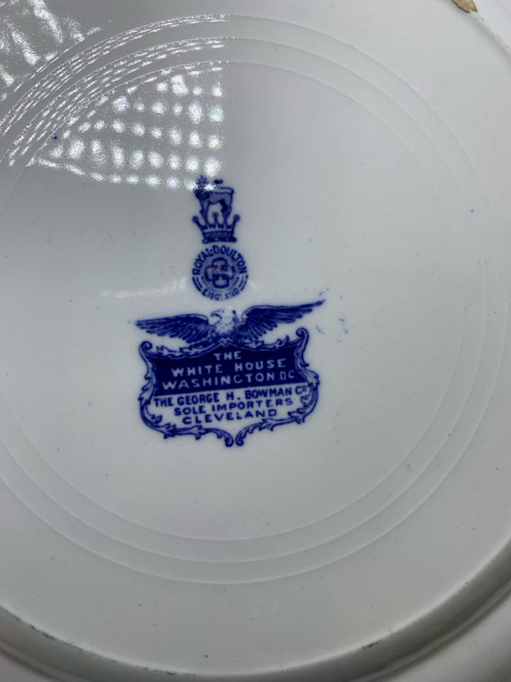 VTG BLUE/WHITE WHITE HOUSE WASHINGTON DC PLATE.