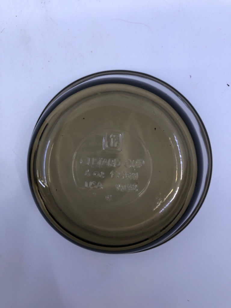 3 ANCHOR HOCKING BROWN SAUCE CUPS.