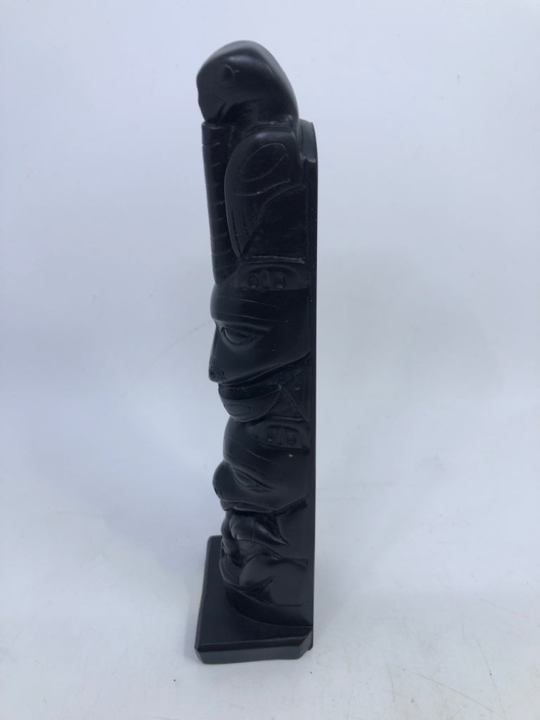 HUMAN, ANIMAL W/TONGUE OUT, ANIMAL, EAGLE TOTEM POLE HAND CARVED CFB COMOX CANAD