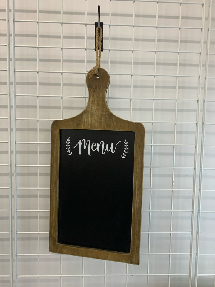 HANGING WOODEN MENU BOARD.