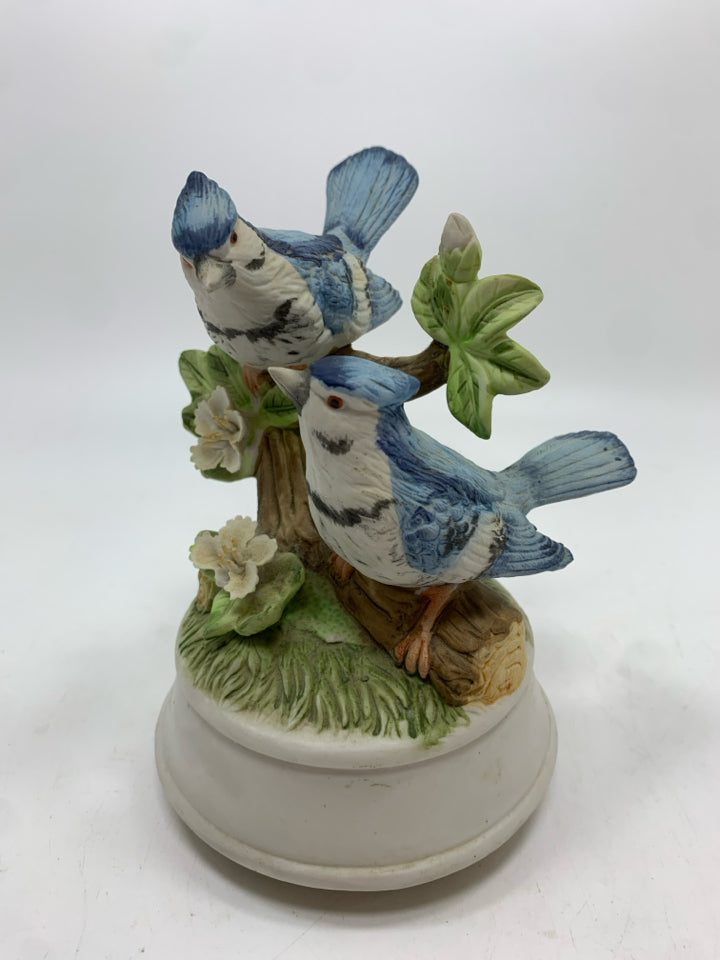 BLUE BIRD PORCELAIN MUSIC BOX.