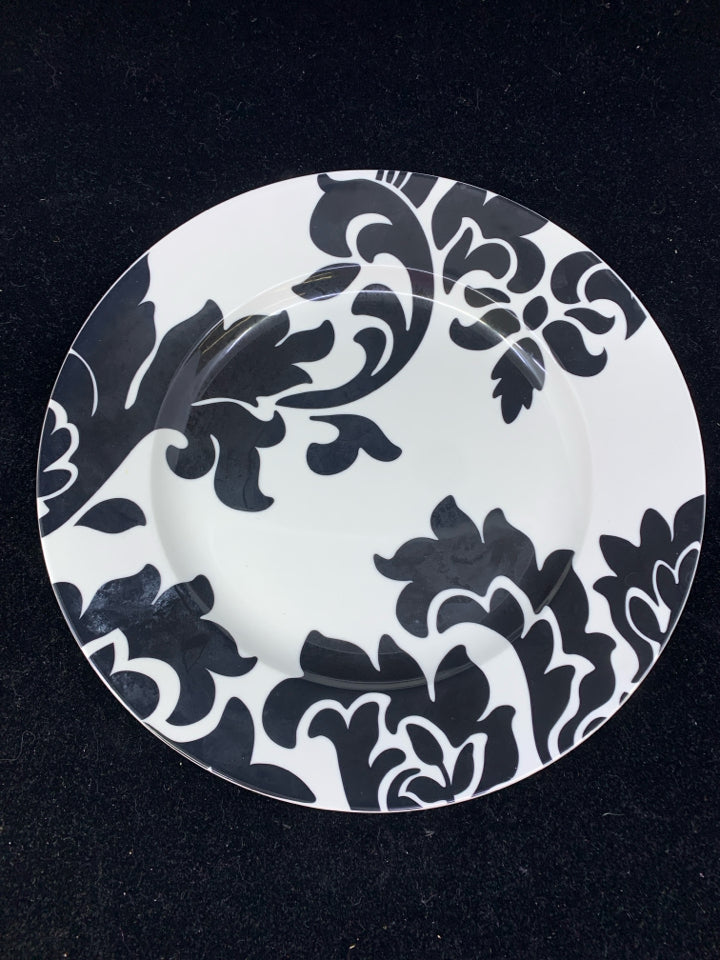 12PC WHITE/BLACK FLOWERS DINNER SVC FOR 4.