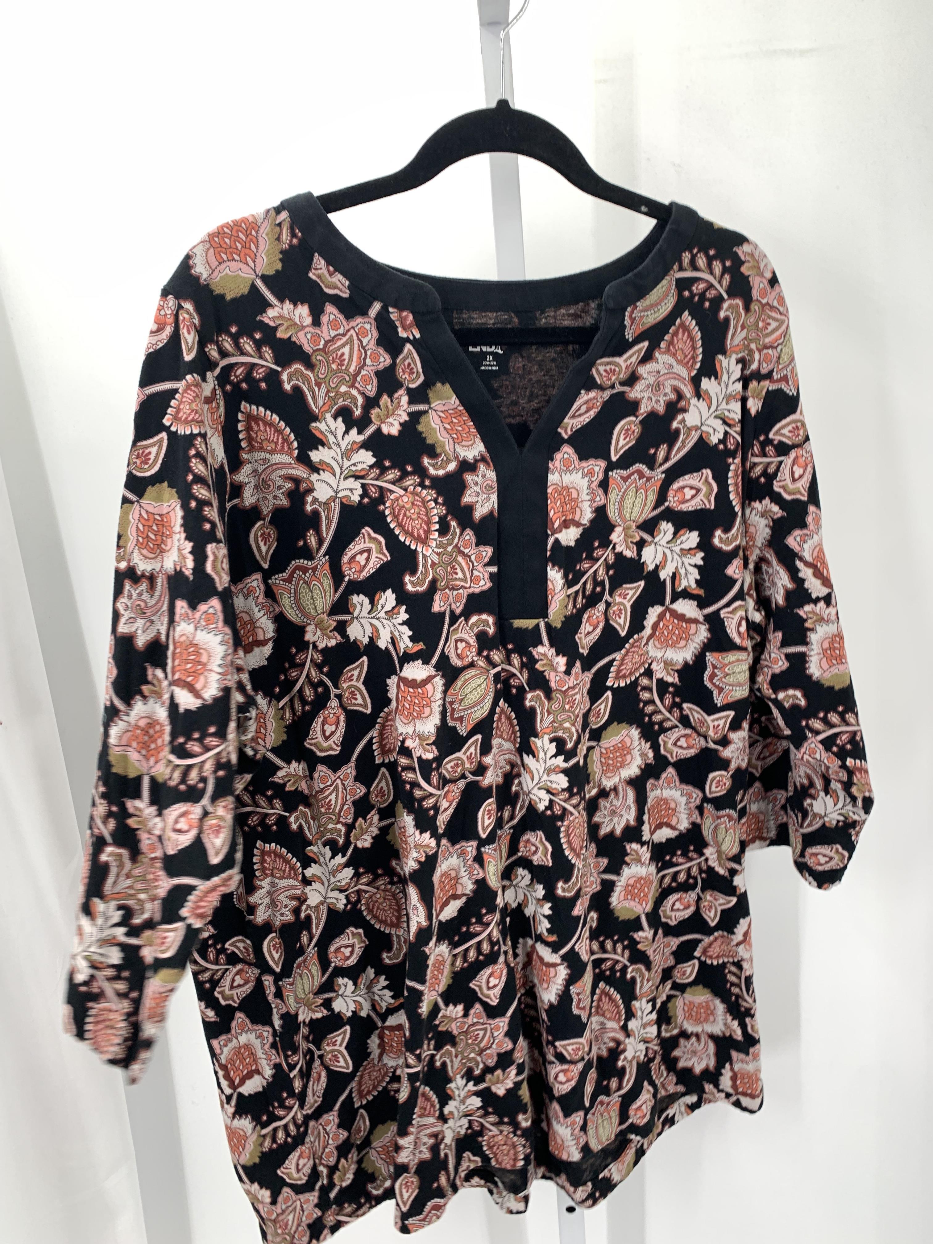 Lands End Size 2X Womens 3/4 Sleeve Shirt