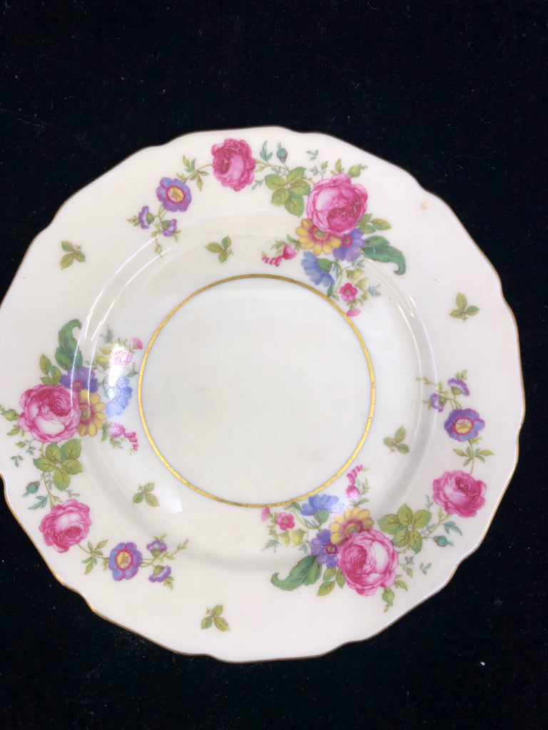 8 PC VTG CREAM W/ PINK ROSES GOLD RIM DESERT SET SVC 4 THOMAS BAVARIA.