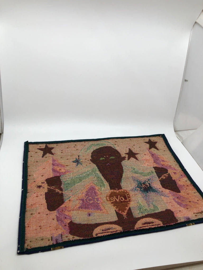 4 SANTA PLACEMATS "PEACE LOVE JOY".
