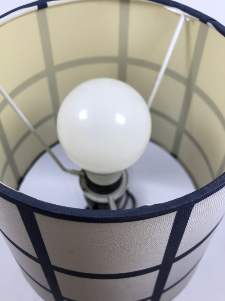 SM BLUE CHECKERED LAMP.