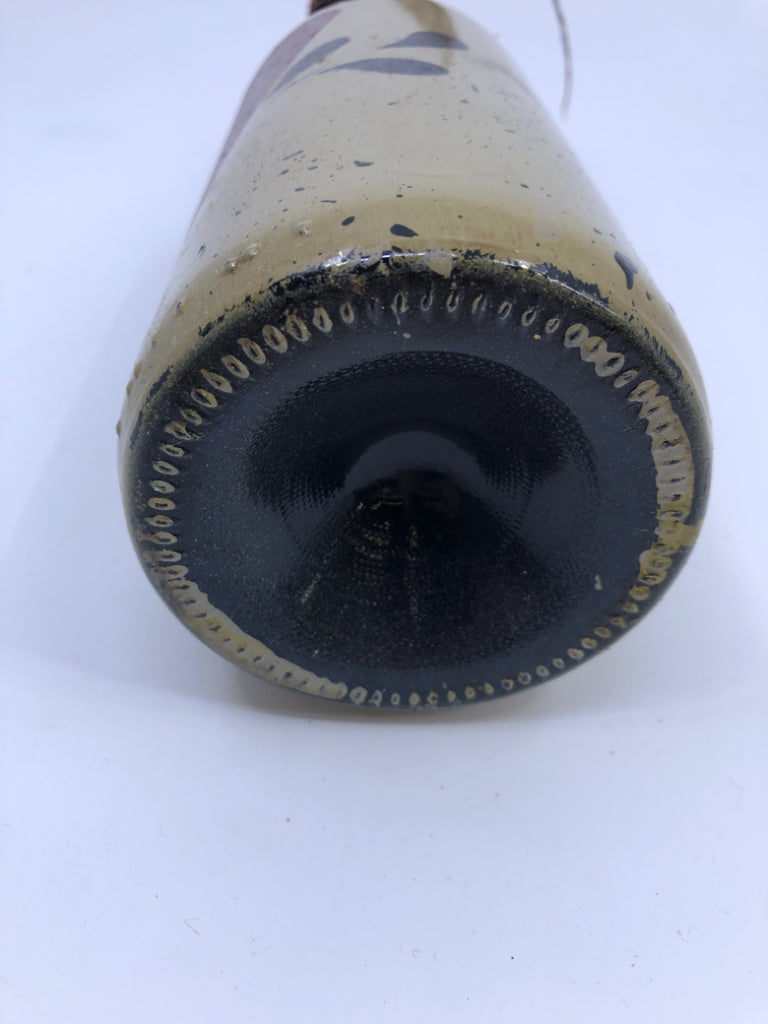 TALL PRIMITIVE BOTTLE W HEART AND PIP BERRIES.
