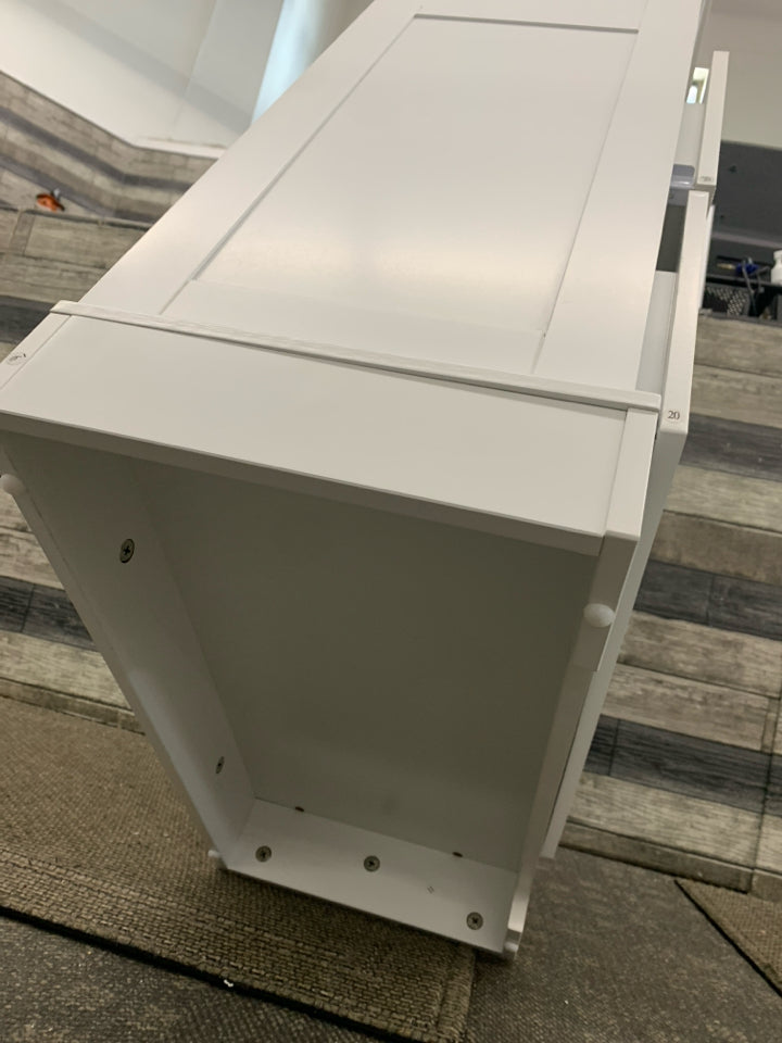 WHITE CABINET WITH 2 DRAWERS.
