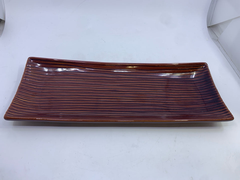 BROWN STRIPED CERAMIC CENTERPIECE- PARTYLITE.