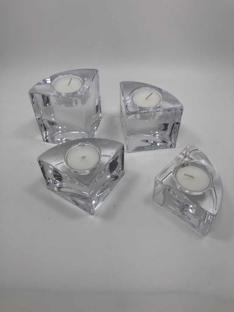 ORREFORS SWEDEN QUARTET CRYSTAL CANDLE HOLDER.