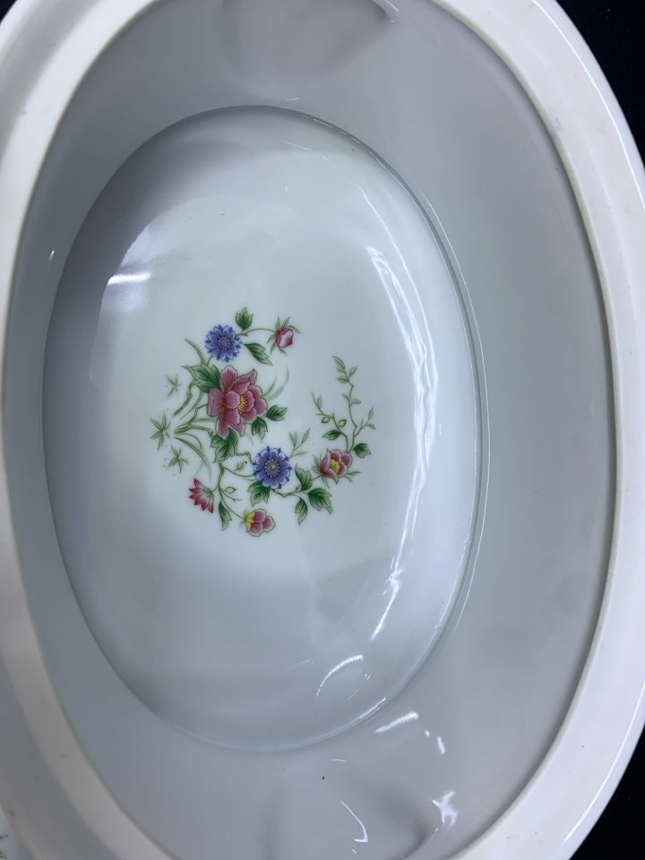 OVAL WHITE CASSEROLE DISH W/ FLORAL PATTERN ANDREA.