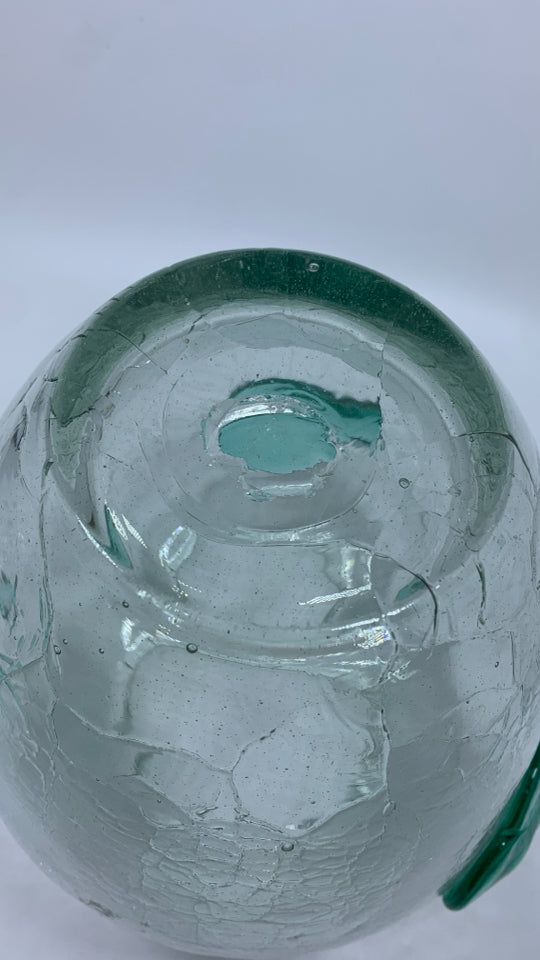 VTG MCM BLENKO WIDE MOUTH CRACKLE GLASS VASE.