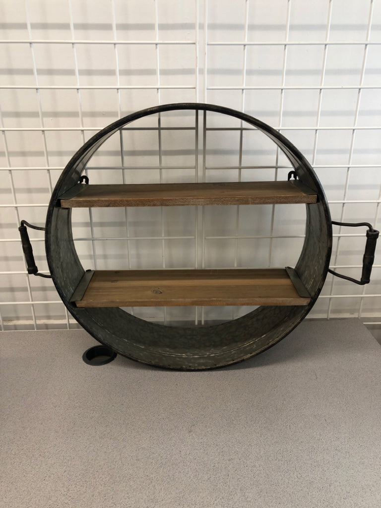 LG GALVANIZED BUCKET WALL SHELF.