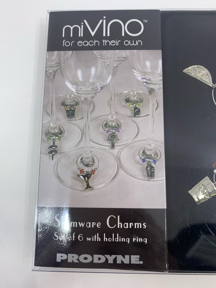 NIP 6PC STEMWARE CHARMS.