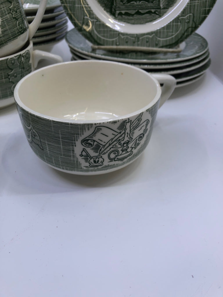 30PC VTG OLD CURIOSITY DISH SET SVC FOR 6.