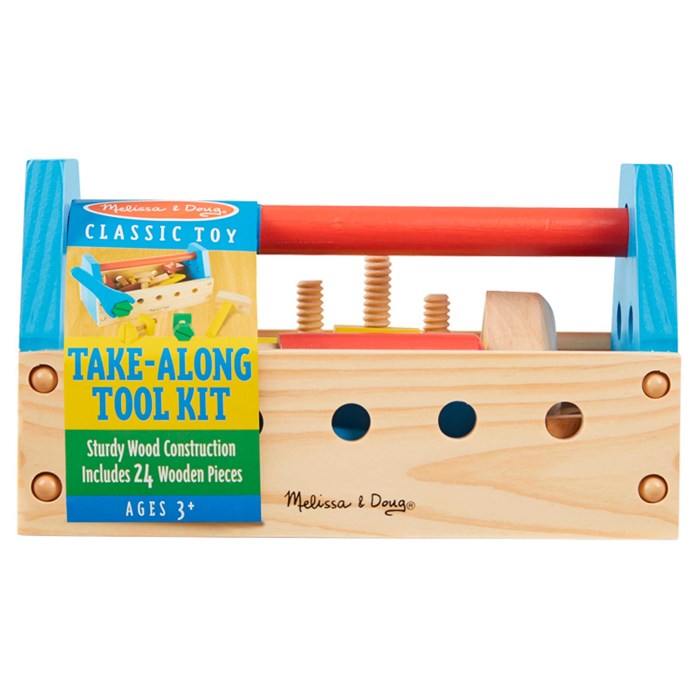 Melissa & Doug Take-Along Tool Kit Wooden Construction Toy (24 Pcs) -