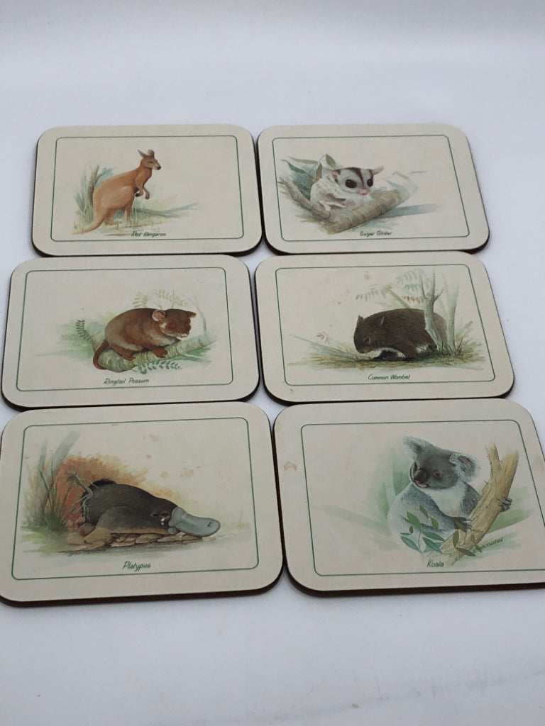 6PC ANIMAL COASTERS.