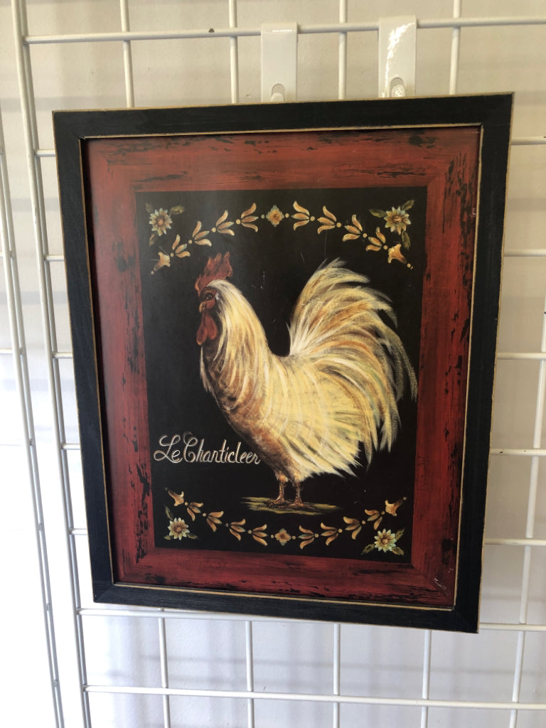 LE CHARTICLEER ROOSTER FRAMED WALL ART.