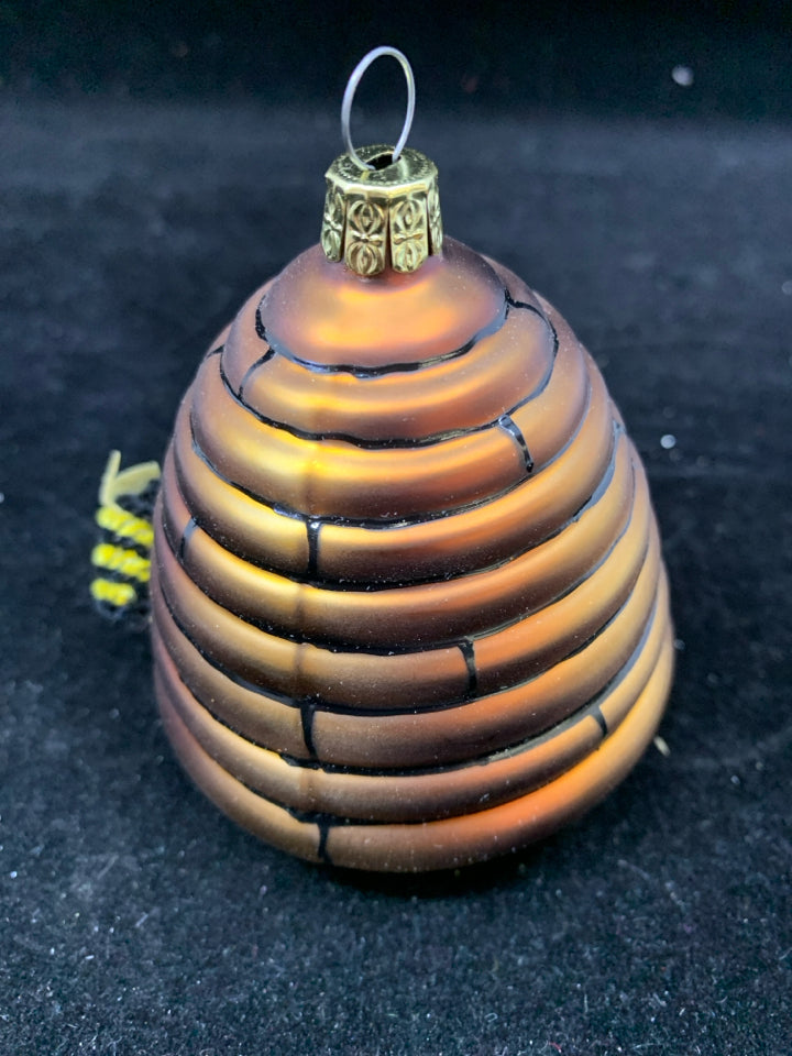 BEEHIVE GLASS ORNAMENT.