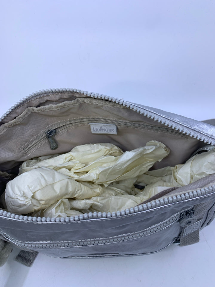 Kipling Gracy Platinum Metallic Shoulder Bag- New With Tags