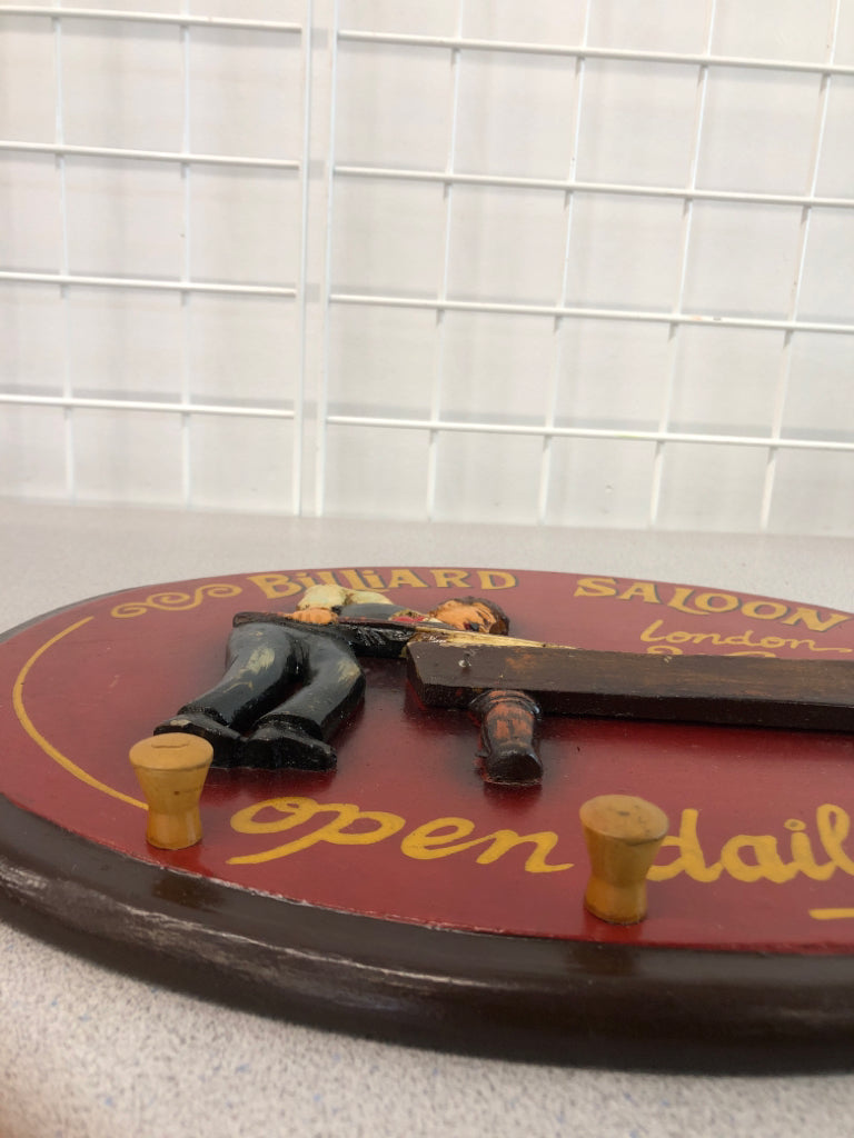 BILLIARD SALOON WOOD WALL SIGN.