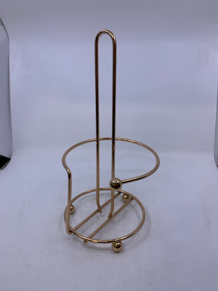 GOLD METAL PAPER TOWEL HOLDER.
