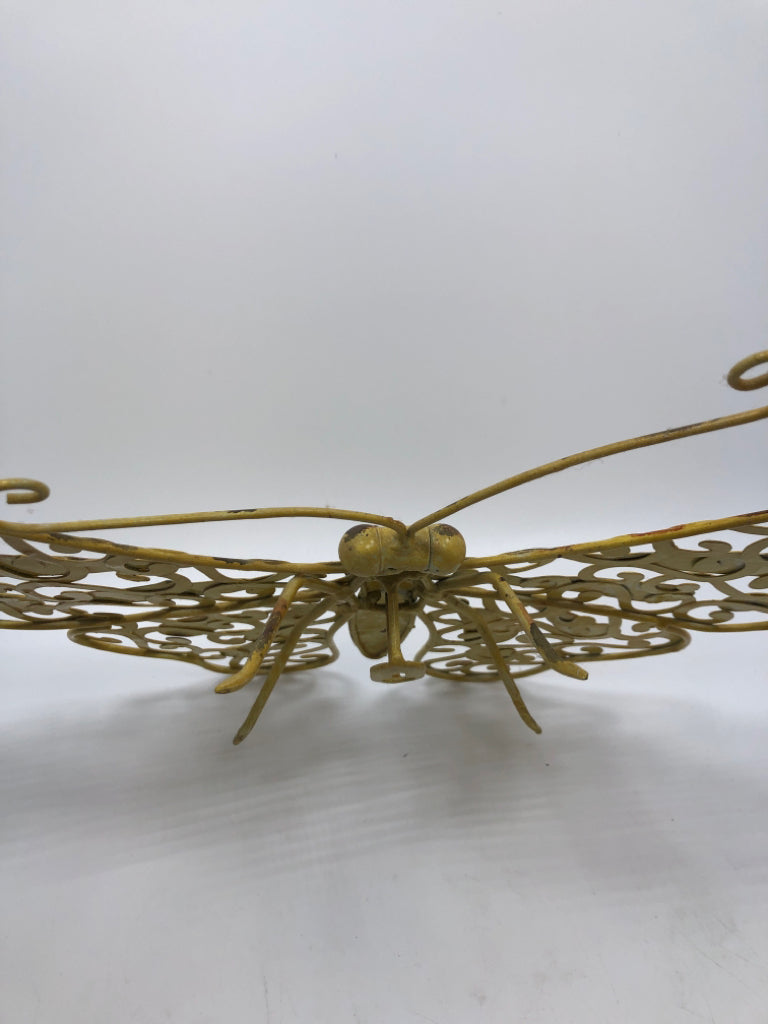 YELLOW METAL BUTTERFLY WALL HANGING.