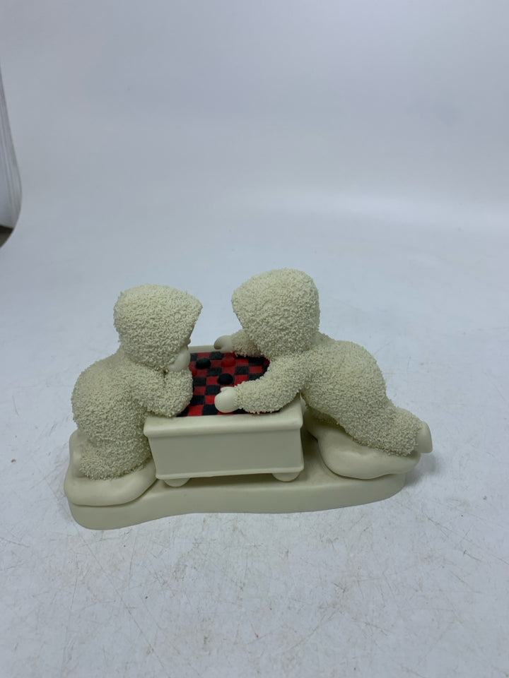 2 BABIES PLAYING CHECKERS SNOWBABIES.