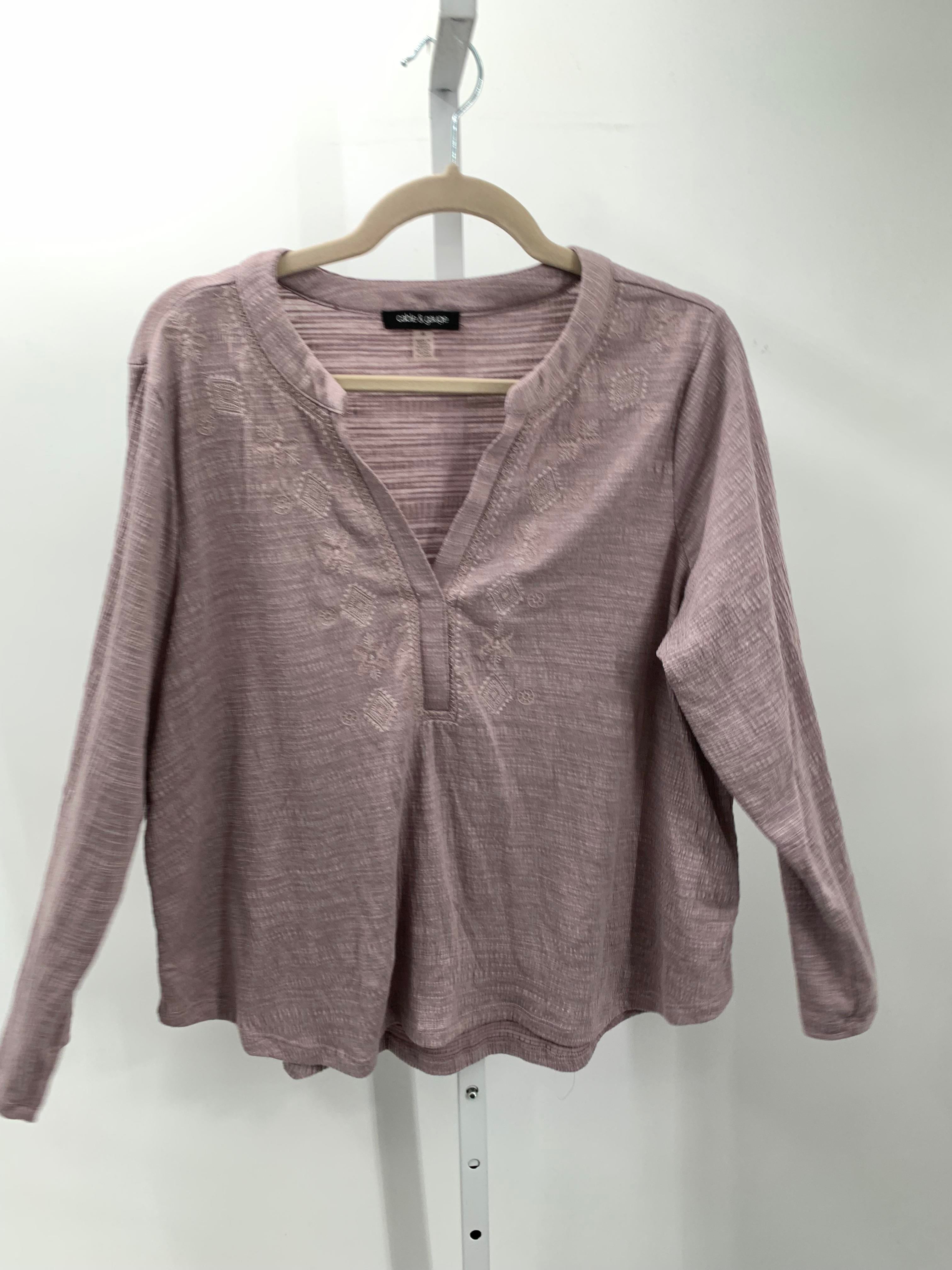 Cable & Gauge Size 1X Womens Long Sleeve Shirt