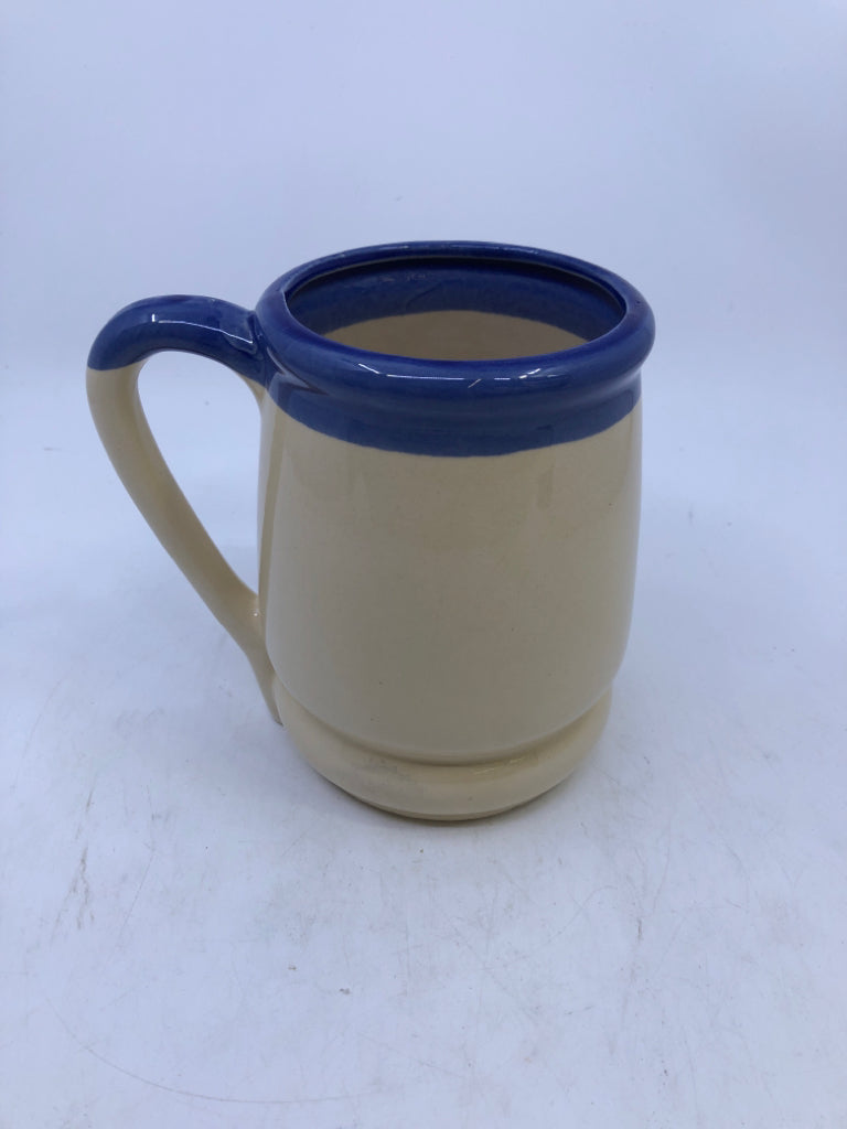 FORT TICONDEROGA CREAM/BLUE CERAMIC MUG.