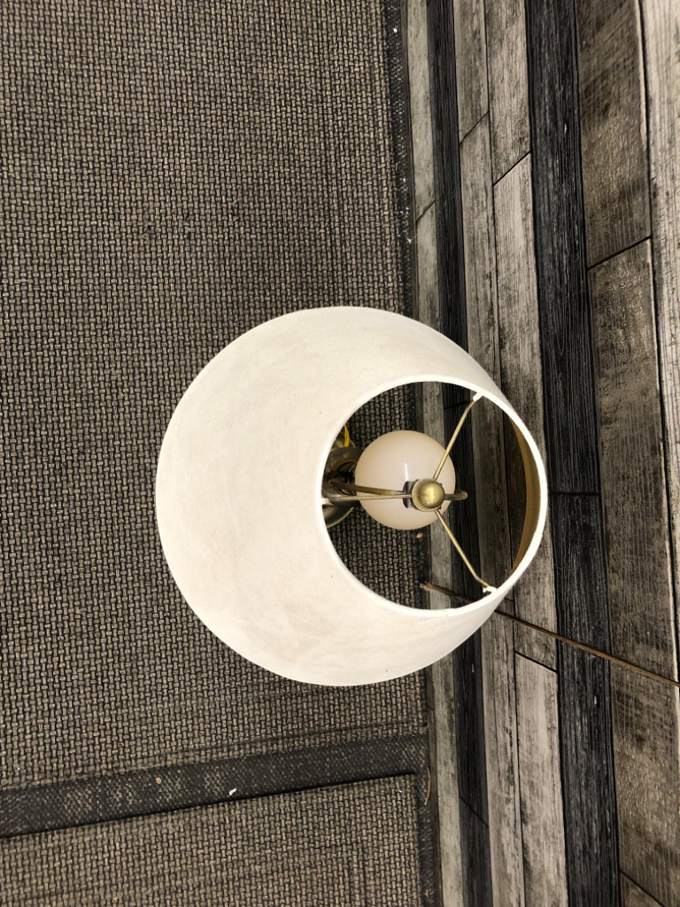 BRASS METAL LAMP W WHITE SHADE.