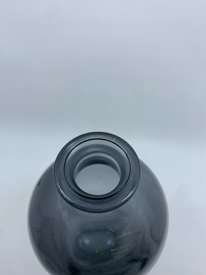 TALL BLUE GLASS VASE.