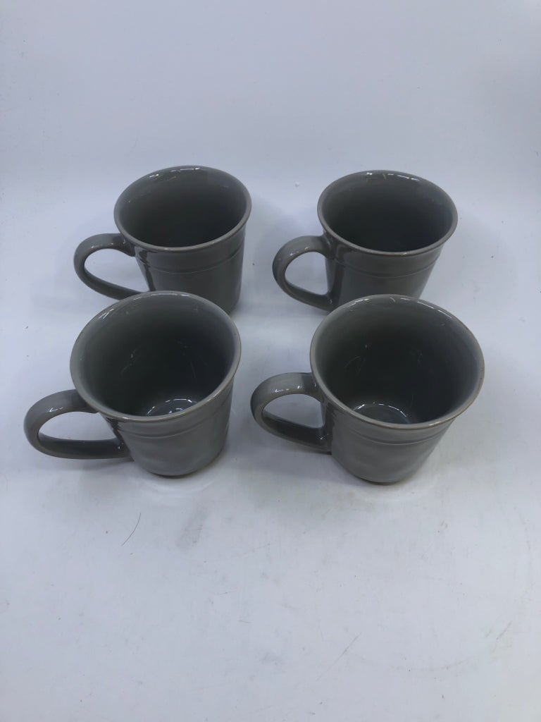 NIB 4 GRAY STONEWARE MUGS-TOSCANA.