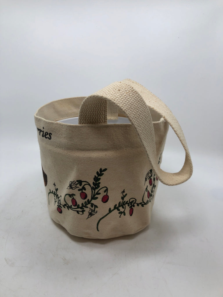 NANTUCKET CRANBERRIES FABRIC BASKET W/PLASTIC INSIDE.