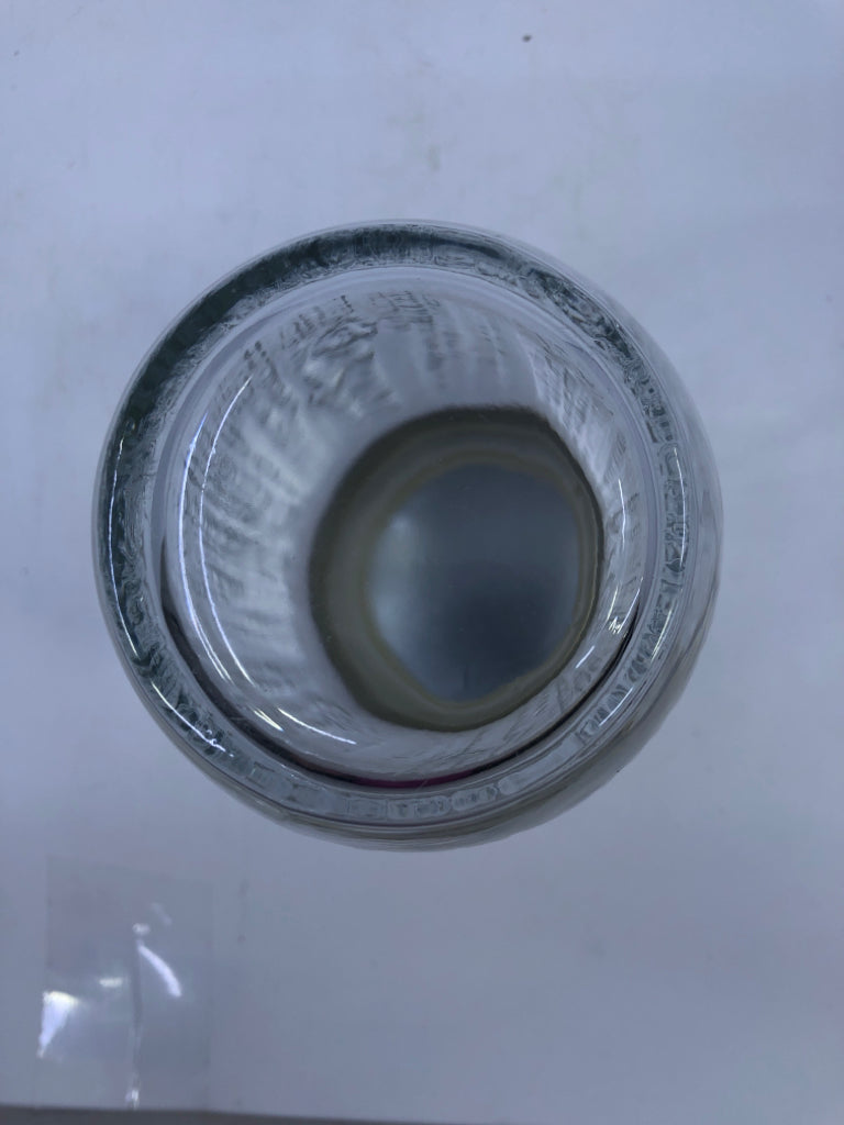 CLEAR RIBBED JAR W/LID.