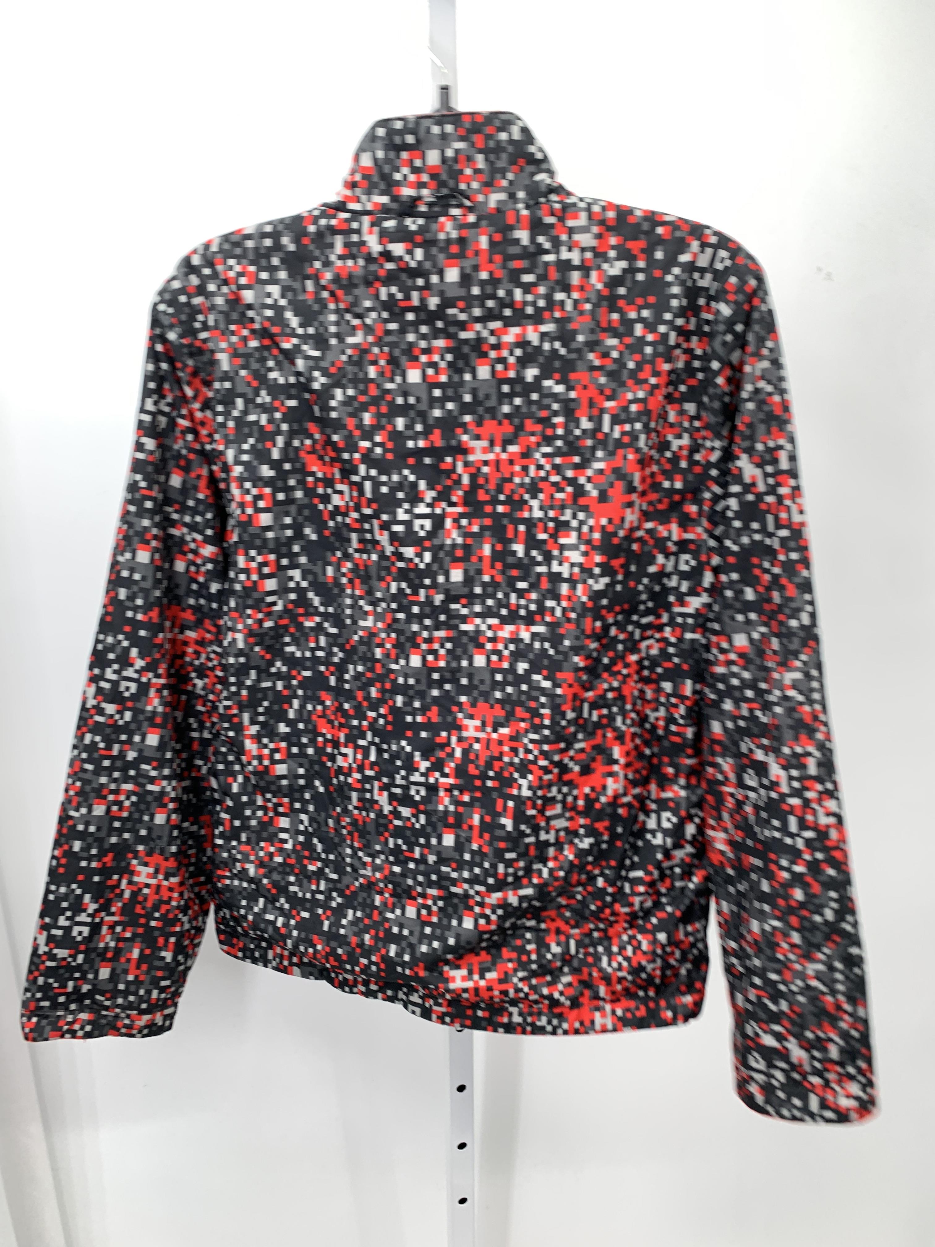 GREY RED BLOCK PATTERN.