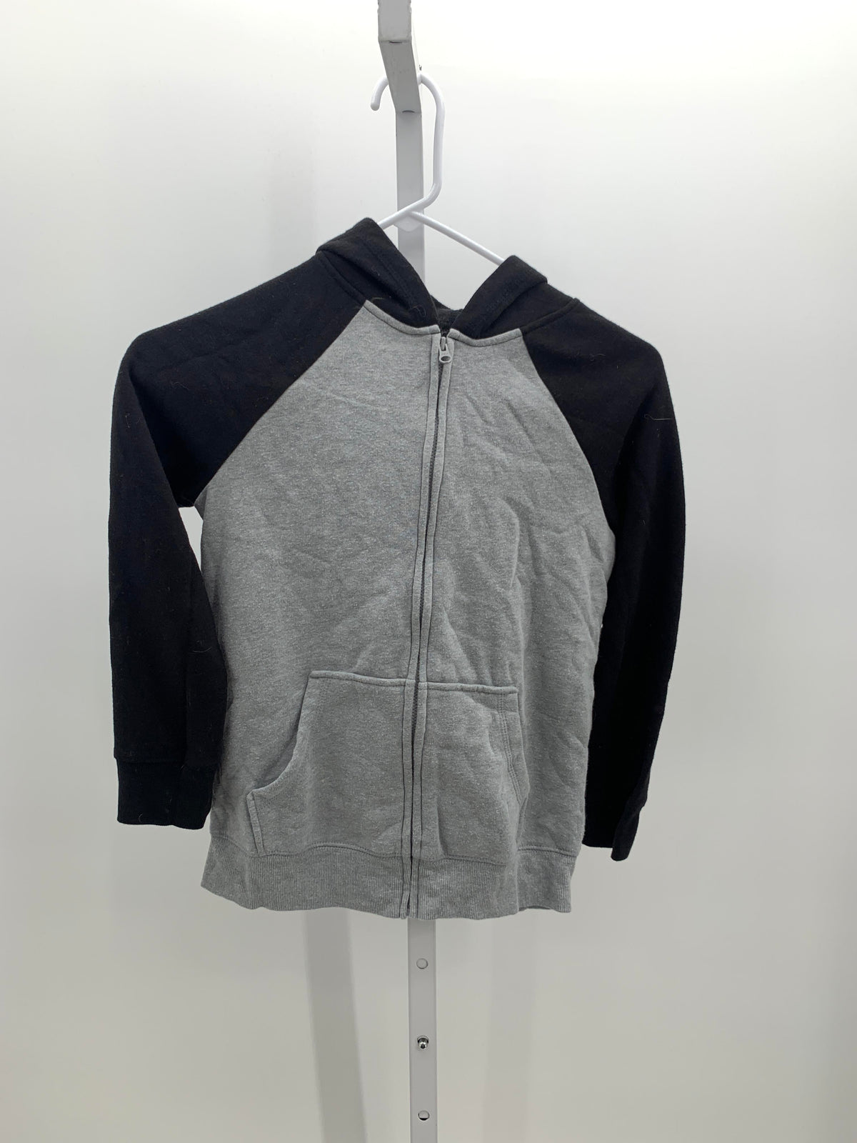 BLACK HOODED ZIP KNIT