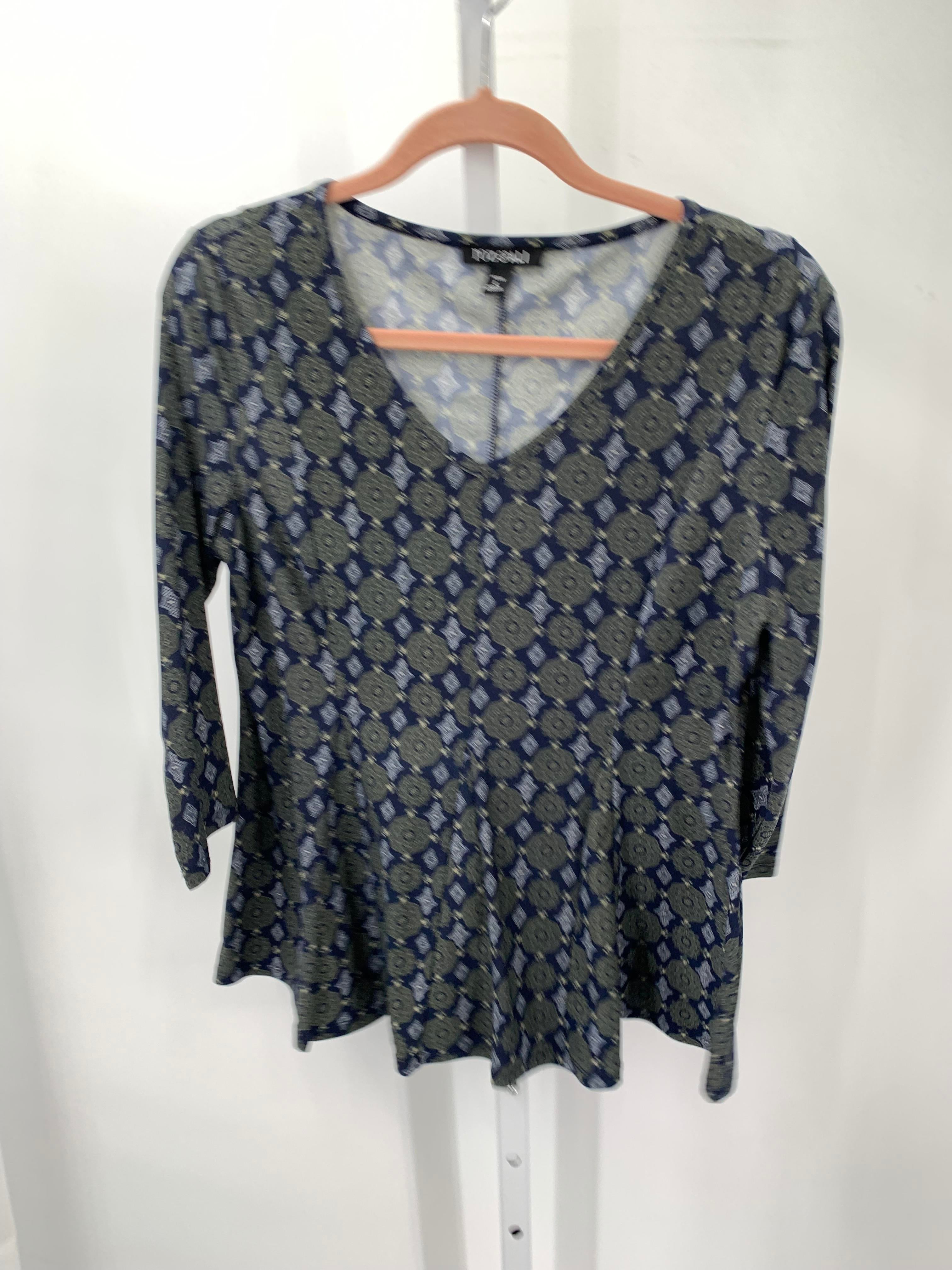 Roz & Ali Size Large Petite Petite 3/4 Sleeve Shirt