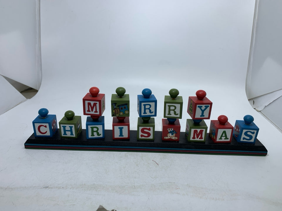 SPINNING BLOCKS MERRY CHRISTMAS BLOCKS SIGN.