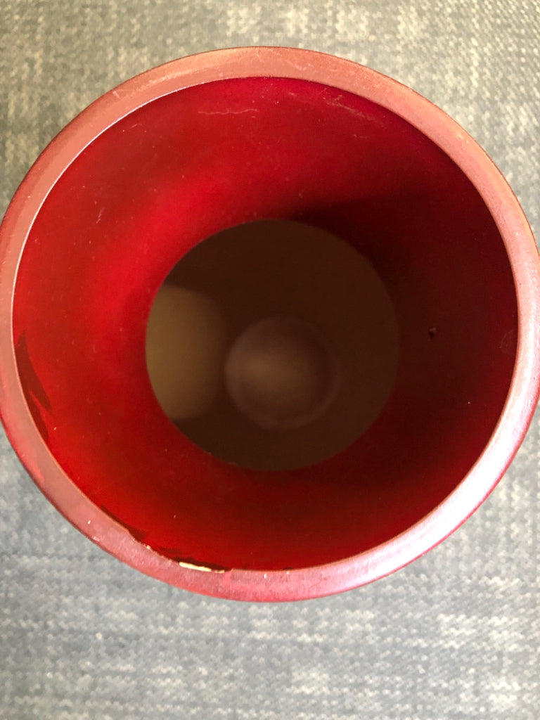 TALL ORANGE SQUARES FLOOR VASE.